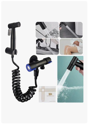 Bidé de mano negro con pulverizador de acero inoxidable 304